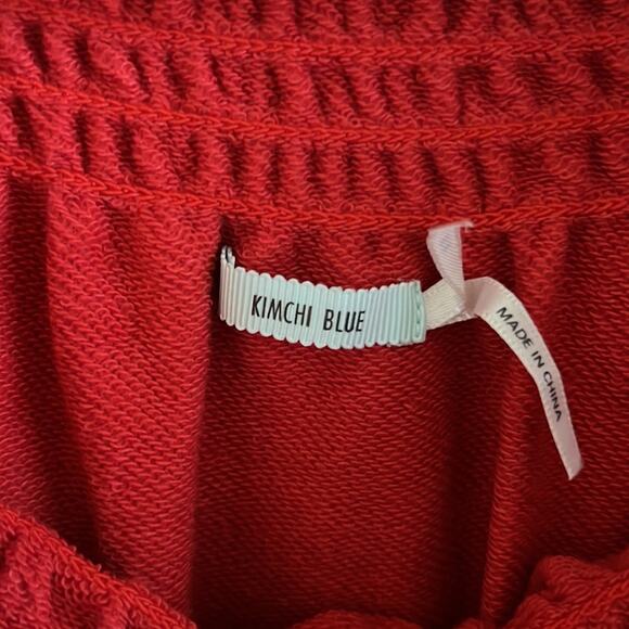 Urban Outfitters Kimchi Blue Smocked Neckline Cropped Sweatshirt Top Red XS - Picture 4 of 8